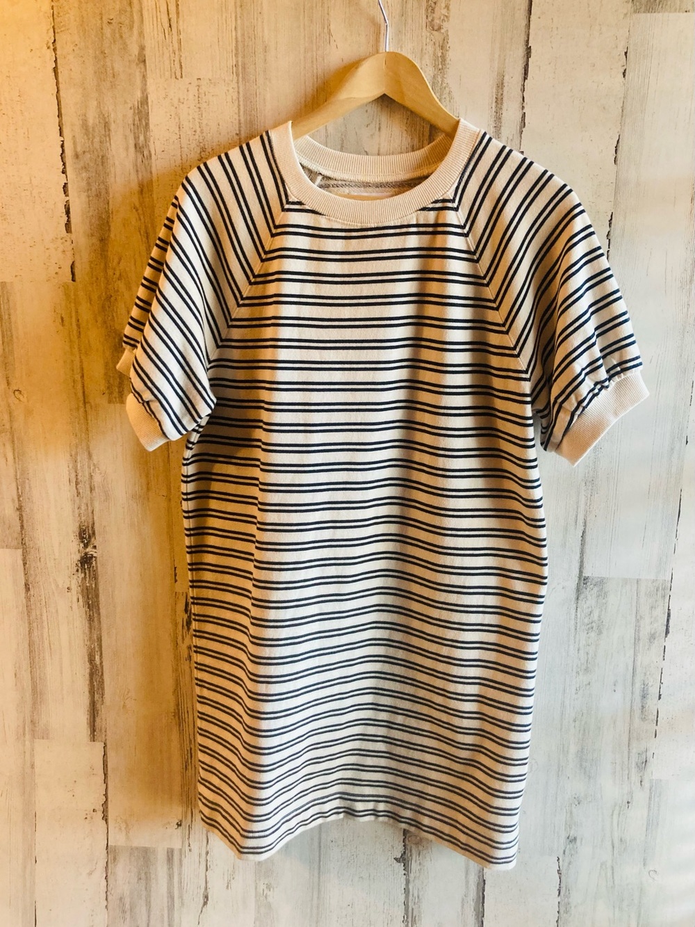 Velvet by Graham & Spencer Sweatshirt Dress Cream and Navy Striped Knit Dress